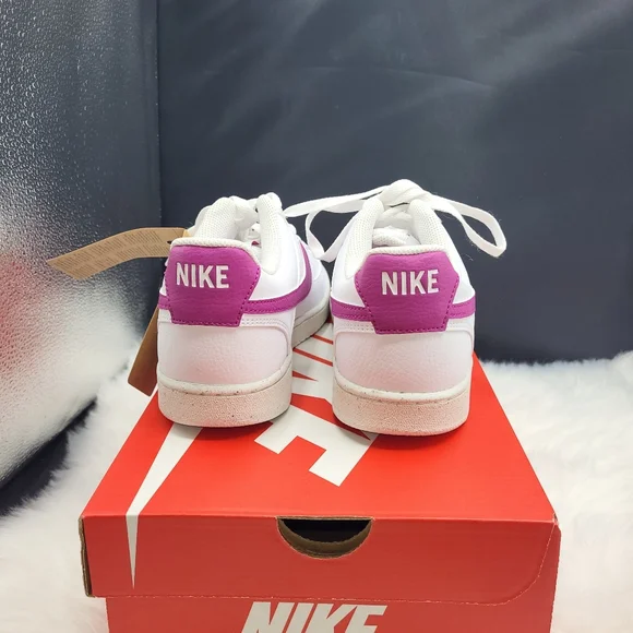 Nike Court Vision Low White and Purple Athletic Shoes - Picture 5 of 7